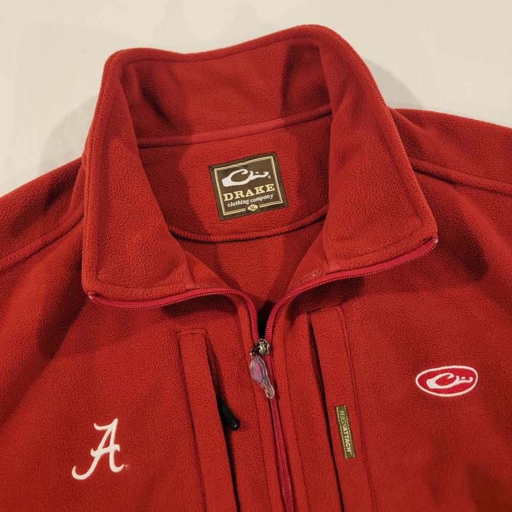 Alabama Crimson Tide Drake Waterfowl‎ Fleece Vest Full Zip Mens XL Vintage Red